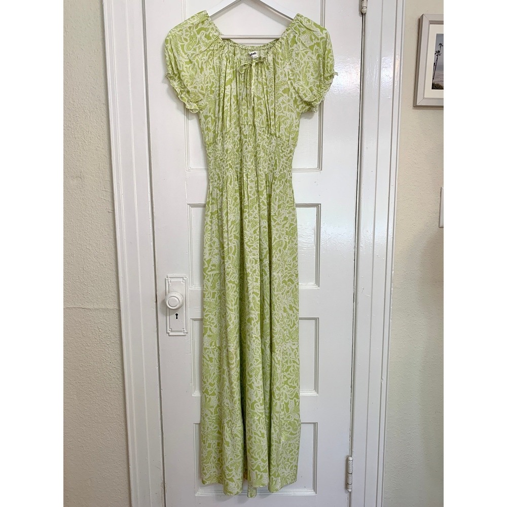 Anthropologie Kindred Tiered Maxi Dress Paisley Smocked Waist Large Cottagecore - Picture 8 of 16